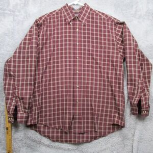 Arrow Shirt Mens Medium Red Plaid Long Sleeve Button Down Wrinkle Free
